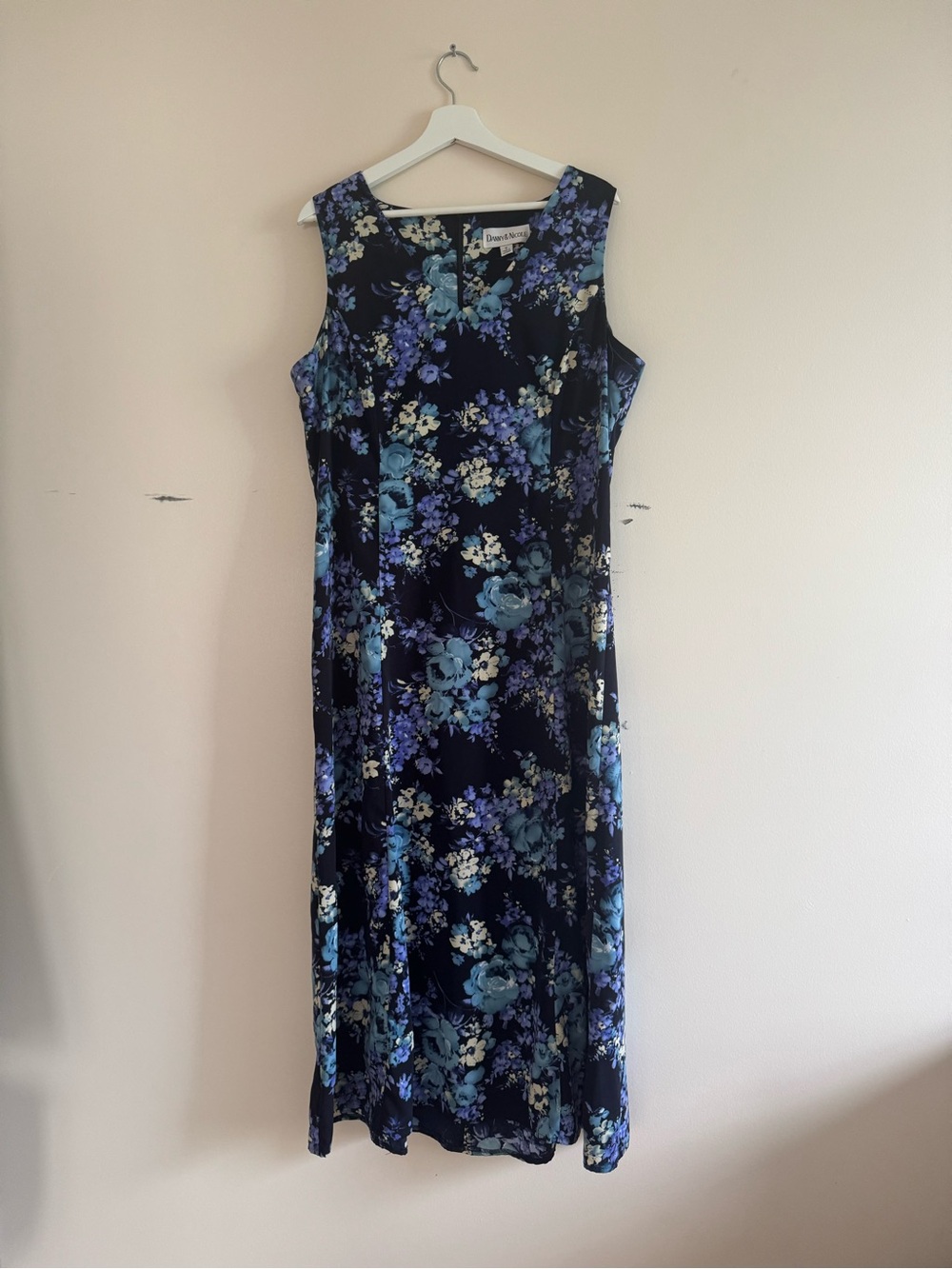 Danny & Nicole Navy Blue Floral Sleeveless Maxi Dress
